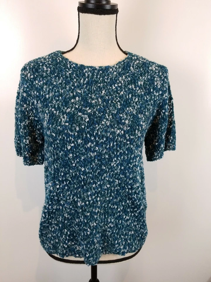 Conjunto de suéter y cárdigan abierto Dialogue de 2 piezas para mujer azul multicolor  Foto 3 de 4