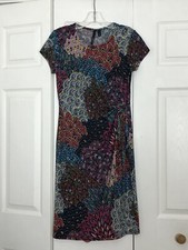 NWT Chiasso Women’s Faux Wrap Dress Cap Sleeves Colorful Size Small USA