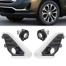6Pcs Bumper Fog Light Lamp w/ Bezel Frame Chrome Trim For GMC Terrain 2018-2021