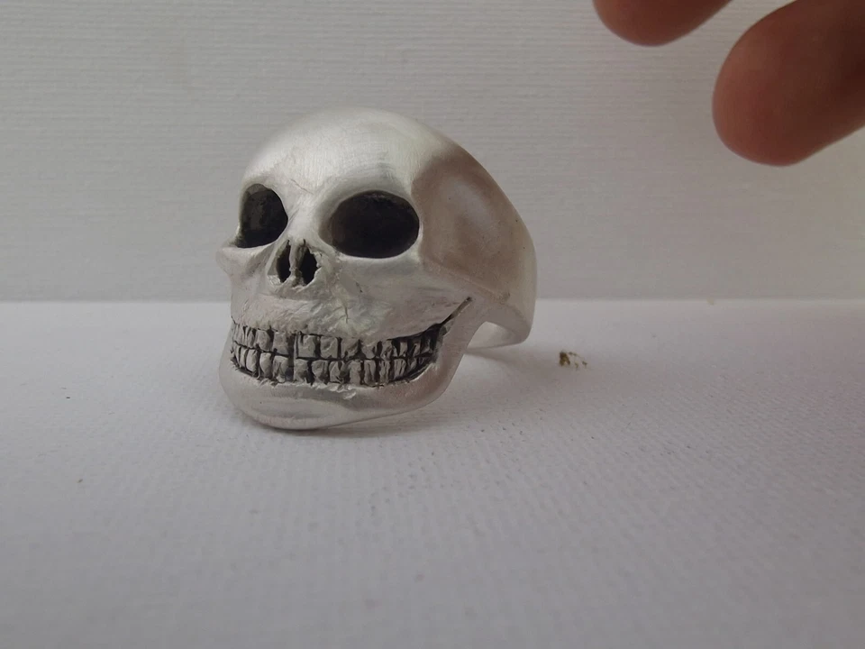 Huge Heavy 925 Sterling MATT Silver Ring Biker Skull custom bespoke Size UK HM - Image 2 of 4