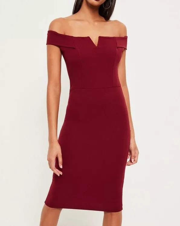 Missguided bardot cheap midi dress