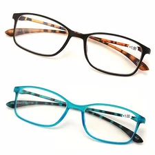 2 or 3 Pairs Rectangular Lightweight Flexible Temple Readers - Colorful Reading 
