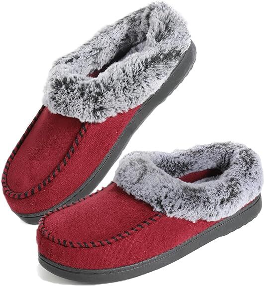 LongBay Women's Cozy Bootie Slippers With Memory Foam & Fluffy Collar – Non-Slip Indoor/Outdoor