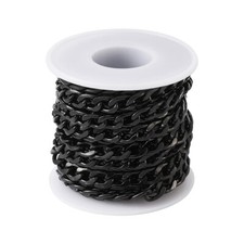 1 Roll Aluminum Twist Curb Cross Chain Black Unwelded Link Chain 12x7mm 16.4Ft 