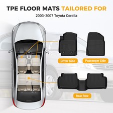 3 Pack Tpe Rubber Floor Mats Liners For 2003-2008 Toyota Corolla All Weather