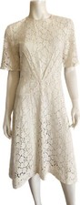 Vintage 1940's Ivory Lace Short Sleeve Midi Dress - Size M/L