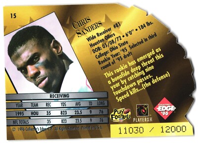 PRECIOUS L GEMS❣️CHRIS SANDERS❣️NFL❣️ Chris Sanders 1996 Collectors Edge NFL Card #15 | eBay