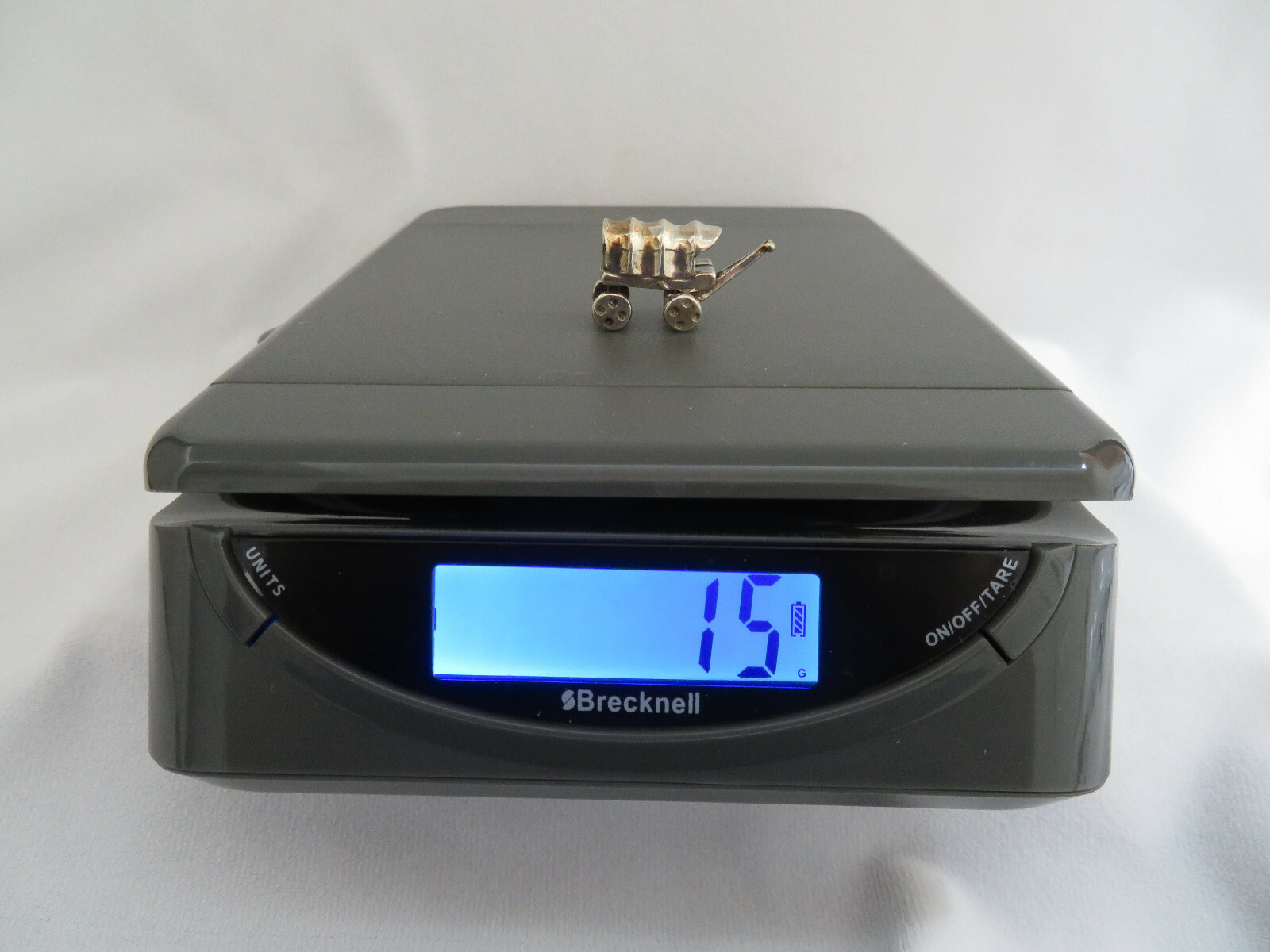 Miniature European 800 Solid Silver Western Covered Wagon Figurine