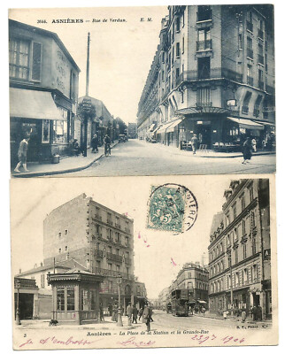 Ancienne Carte Postale ASNIERES (92) – Rue De Nanterre, Photo Noir Et Blanc, Timbres, Collection