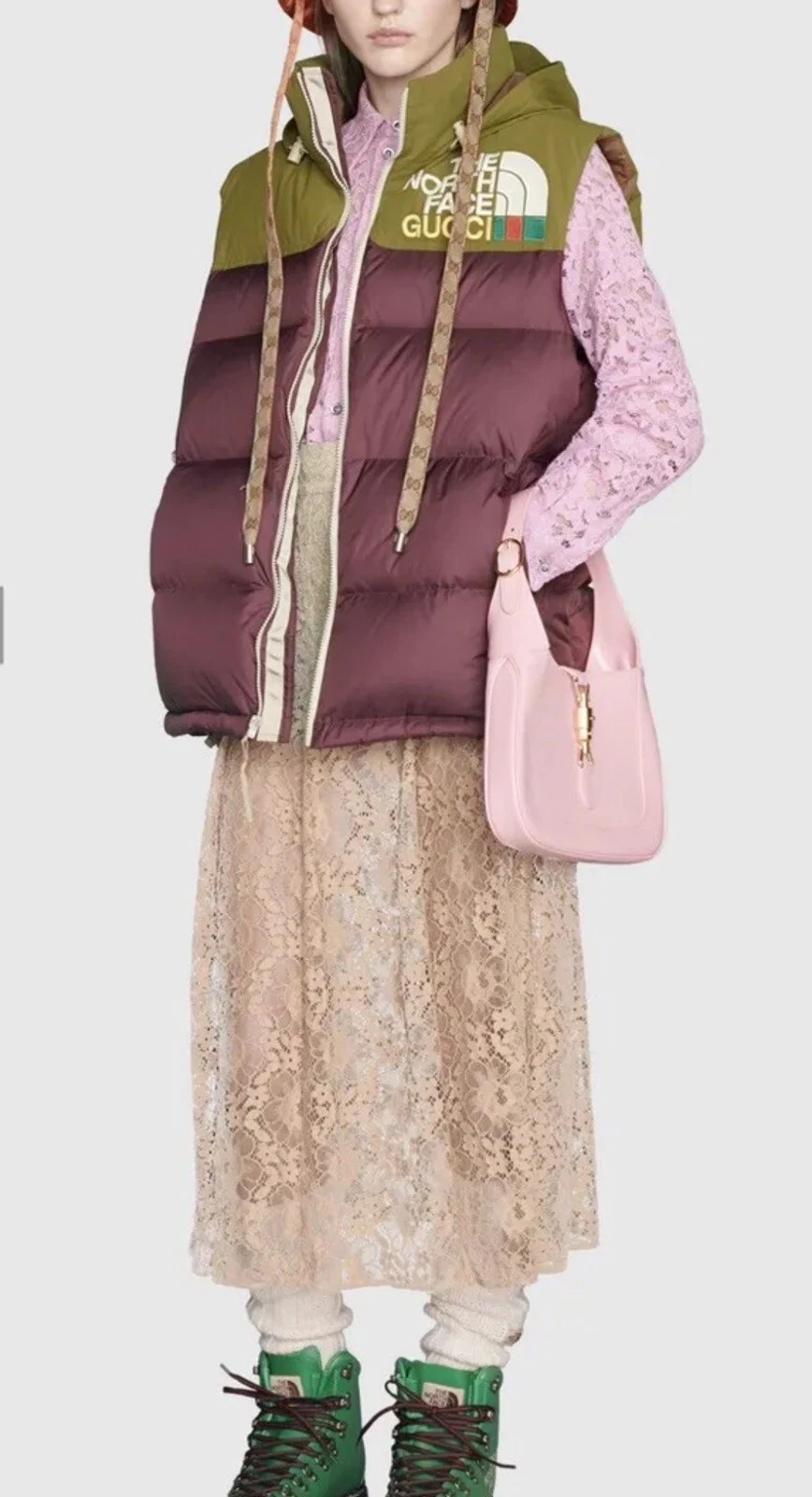 Gilet imbottito The North Face x Gucci verde bordeaux Wmns L NUOVO chiedere spedizione gratuita