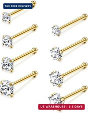 18G 20G Nose Rings Stud for Women Men Silver/Gold Nose Studs 8Pcs