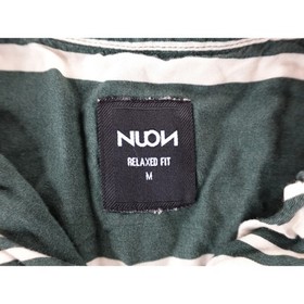 NUON Mens Green White Striped Short Sleeve Button Up Relaxed Fit Shirt Size M