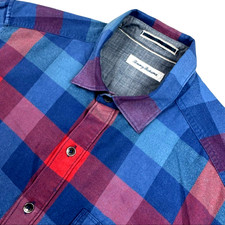 Tommy Bahama Men's Cotton Blend L/S Button Shirt Red/Blue Plaid   Medium