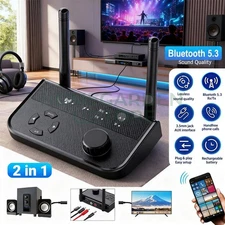 Bluetooth 5.3 Transmitter Receiver Long Range For TV Home Stereo Audio Adapter