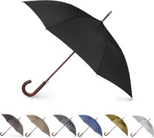 Eco-Friendly Classic Wooden J Stick Umbrella with Easy Grip Handle