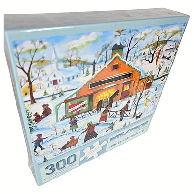 Brindle Hill Bake Shoppe 300 Pc Puzzle Winter Activities Dog Skates Complete New