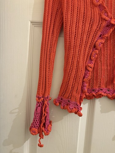 Karen Millen Vintage Beautiful Handcrafted Crochet Cropped Cardigan Size UK8/10 - Picture 5 of 13