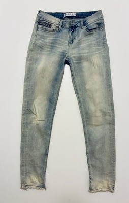 Zara Basic Z1975 Damen Jeans Gr. 34 Hellblau Skinny Stretch Raw Hem