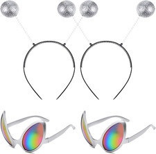 2 Pairs Alien Headband and Alien Glasses, Alien Sunglasses, Halloween Glitter Gr