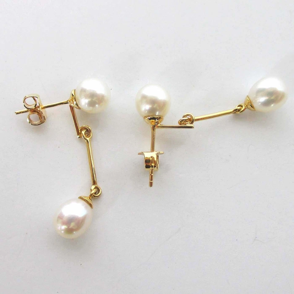 14K White Pearl Dangling Earrings - Image 4 of 4