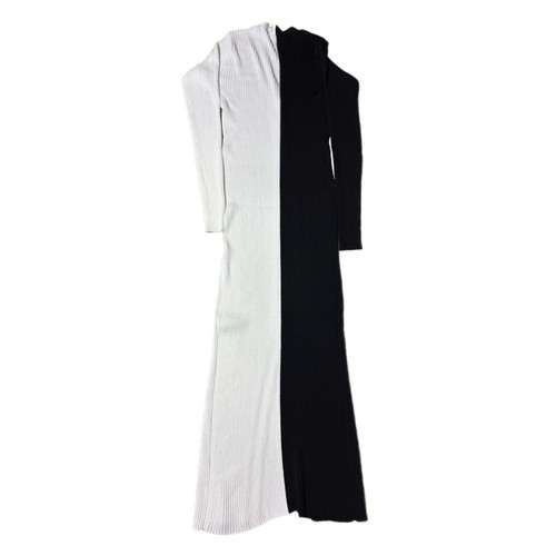 STAUD Shoko Sweater Cardigan Dress Black White Ribbed Long Sleeve Colorblock M - Picture 6 of 10