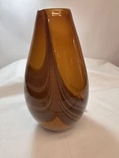 Studio art glass face hand blown cold feather design polished Pontol