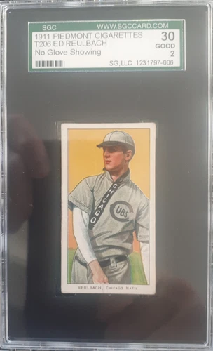 1911 T206 Ed Reulbach, No Glove Showing, SGC 30/2, Good. Corners touched. Nice.