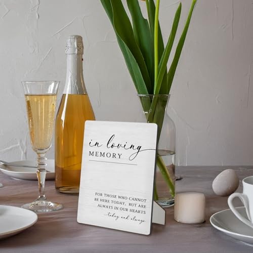 как выглядит Wedding Memorial Sign In Loving Memory Wooden Stand Sign, 5"X7" White 04 фото