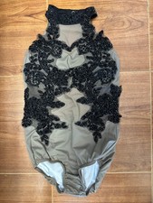 Dance Costume Large Child Taupe Unknown Jazz Contemporary Acro Rhinestones