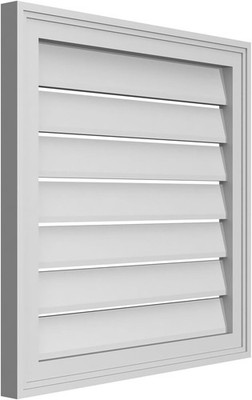 24''W x 24''H Rectangle Surface Mount PVC Gable Vent: Functional, w/ 1-1/2'' x 2'' B