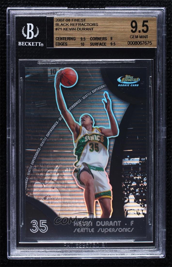 2007 Topps Finest Black Refractor 60/75 Kevin Durant #71 BGS 9.5 GEM MINT 04b0