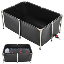 VEVOR Canvas Fish Pond Above Ground Koi Tank 126.8 Gal Rectangular Pond Black