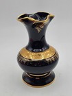 Vintage Limoges 6in Ruffle Vase Cobalt Blue Castel 22k Gold Porcelain — photo 3