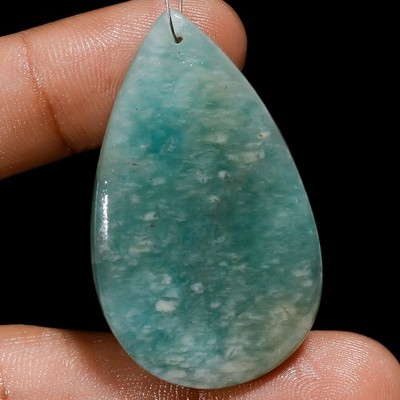 Natural Amazonite Pear Shape Cabochon Drilled Gemstone 47.5 Ct 43X25X5mm A-30745