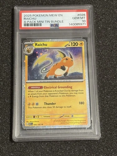 FULL SWIRL - Raichu Pokemon 151 Cosmos Holo Sam's Club Exclusive 026/165 PSA 10