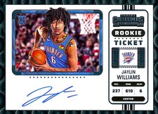 JAYLIN WILLIAMS 2022-23 Panini Contenders Rookie Ticket ON CARD AUTO THUNDER RC. rookie card picture