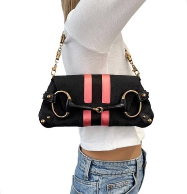希少 Gucci Vintage Horsebit Shoulder Bag GUCCI Vintage GG Logo Monogram Horsebit Shoulder Clutch Bag Chain