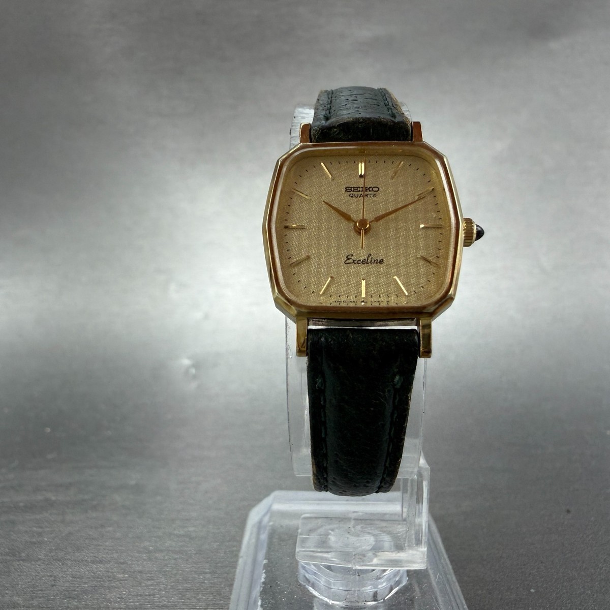 Seiko Exceline Watch Women 21mm Gold Dial Gold Tone Hexagon 1221 Seiko Exceline Watch Women 21mm Gold Dial Gold Tone Hexagon 1221