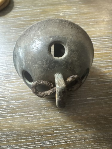 Vintage Antique American Pellet Bell BrassRound Decor Patina - Picture 4 of 9