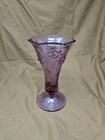 Vintage Fenton Vase Raised Relief Daffodil Ruffle Top Rose Pink 7.5” Tall