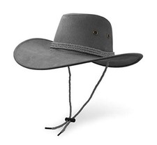 Cowboy Hat, Sun Hat Faux Felt Leather Suede Travel Cap Western Hat Medium Grey