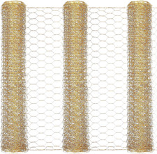 3-Pack 40x13 Inch Gold Galvanized Chicken Wire Mesh for DIY Home Decor Projects