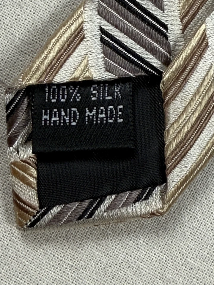 Corbata de cuello a rayas 100 % seda espina de pescado con guión de Martin Wong 3,75 x 59" Foto 2 de 4