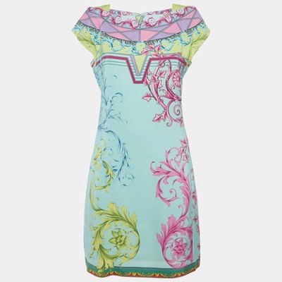Versace Collection Multicolor Crepe Barocco Print Mini Dress M