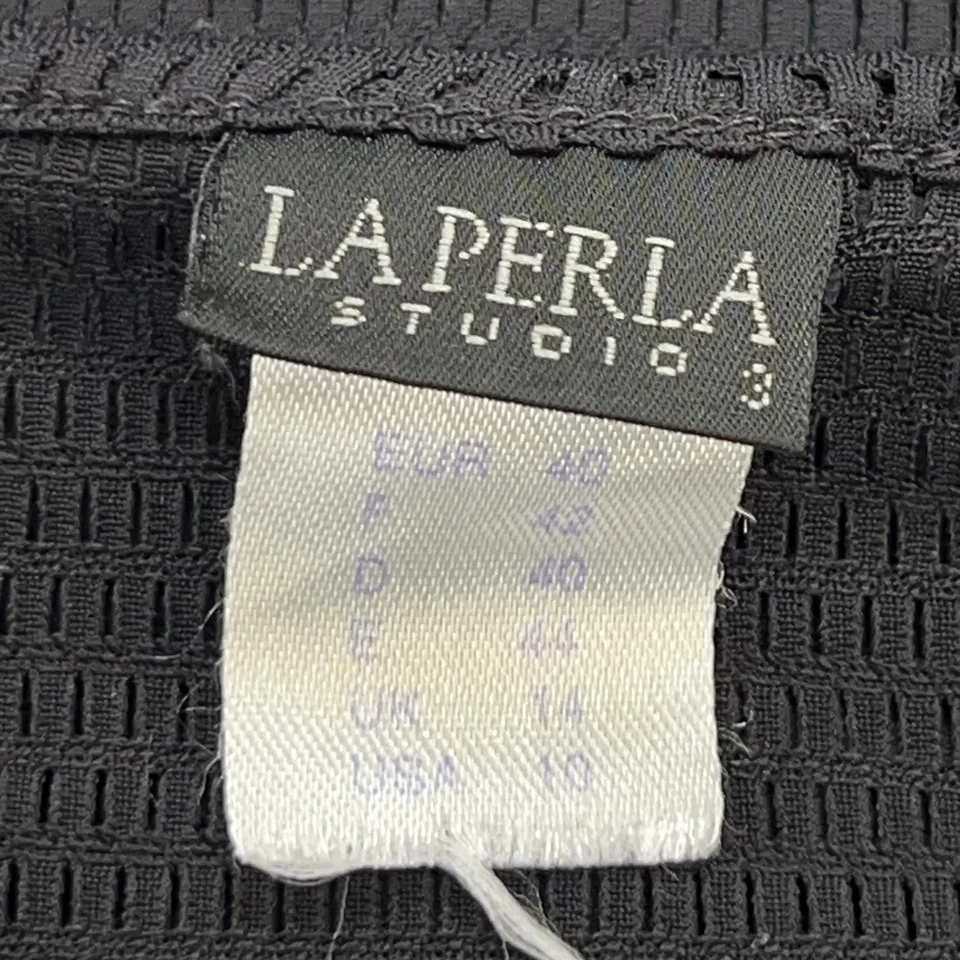 Studio La Perla, top, taille : 40, noir, élasthanne/polyamide, rayures, maill... - Photo 3/4