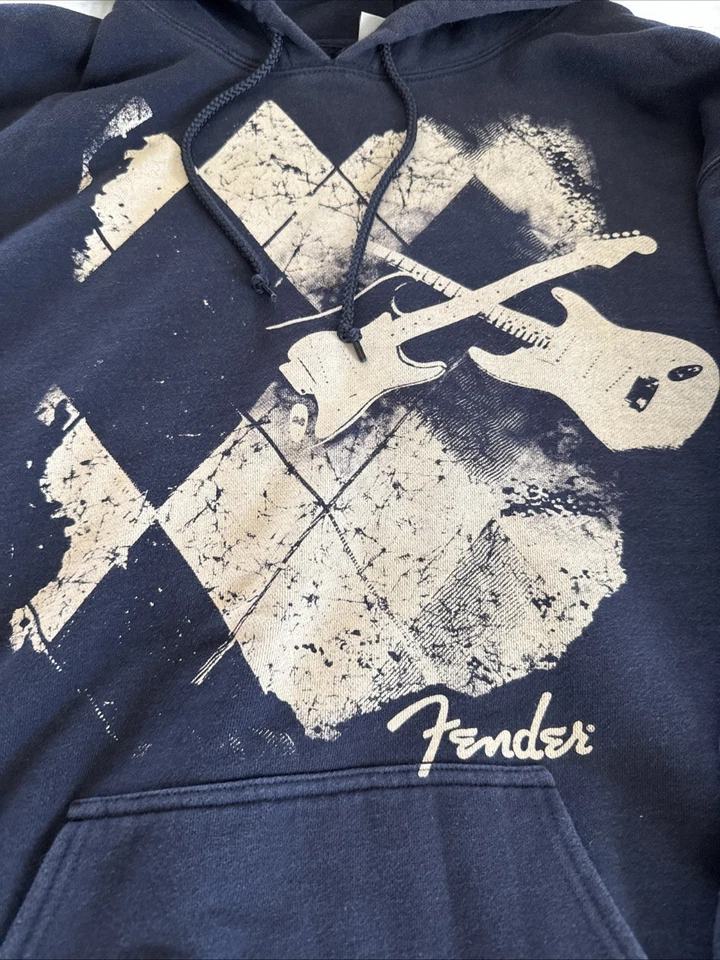 Fender Guitar Rock & Roll Lifestyle Heavy Hoodie Navy Blue Size XL - Image 2 of 4