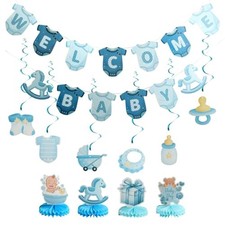 Baby Shower Decorations for Boy, Welcome Baby Banner Set