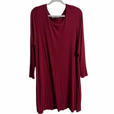 Ellos Deep Red Burgundy Garment Women Sz Large Crewneck Shaft Relaxed Dress