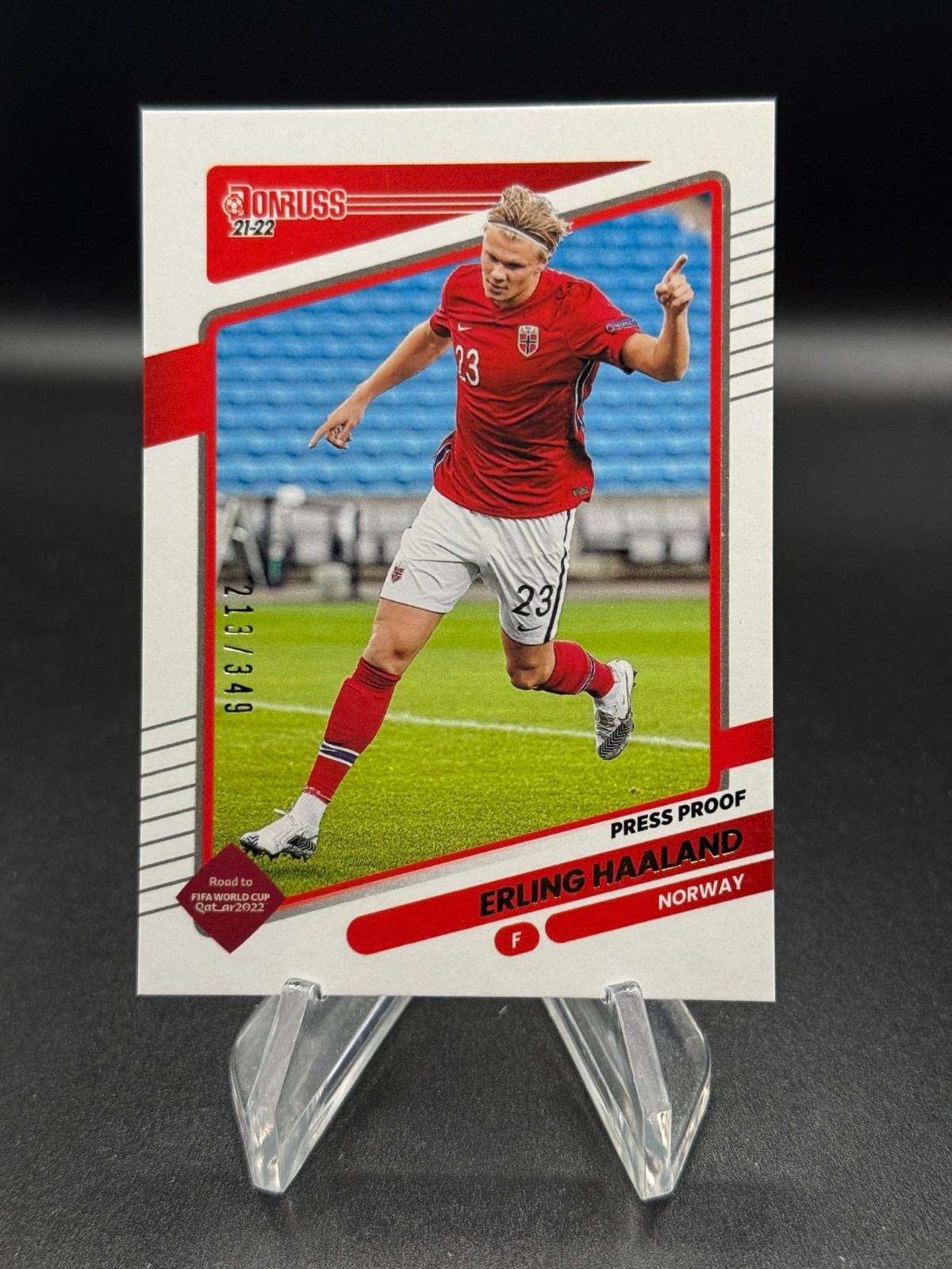 2021-22 Panini Donruss Road to Qatar Press Proof Gold /349 Erling Haaland #100