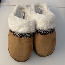 Olivia And Kate Platform Clog Slippers Size XL Faux Suede Faux Fur